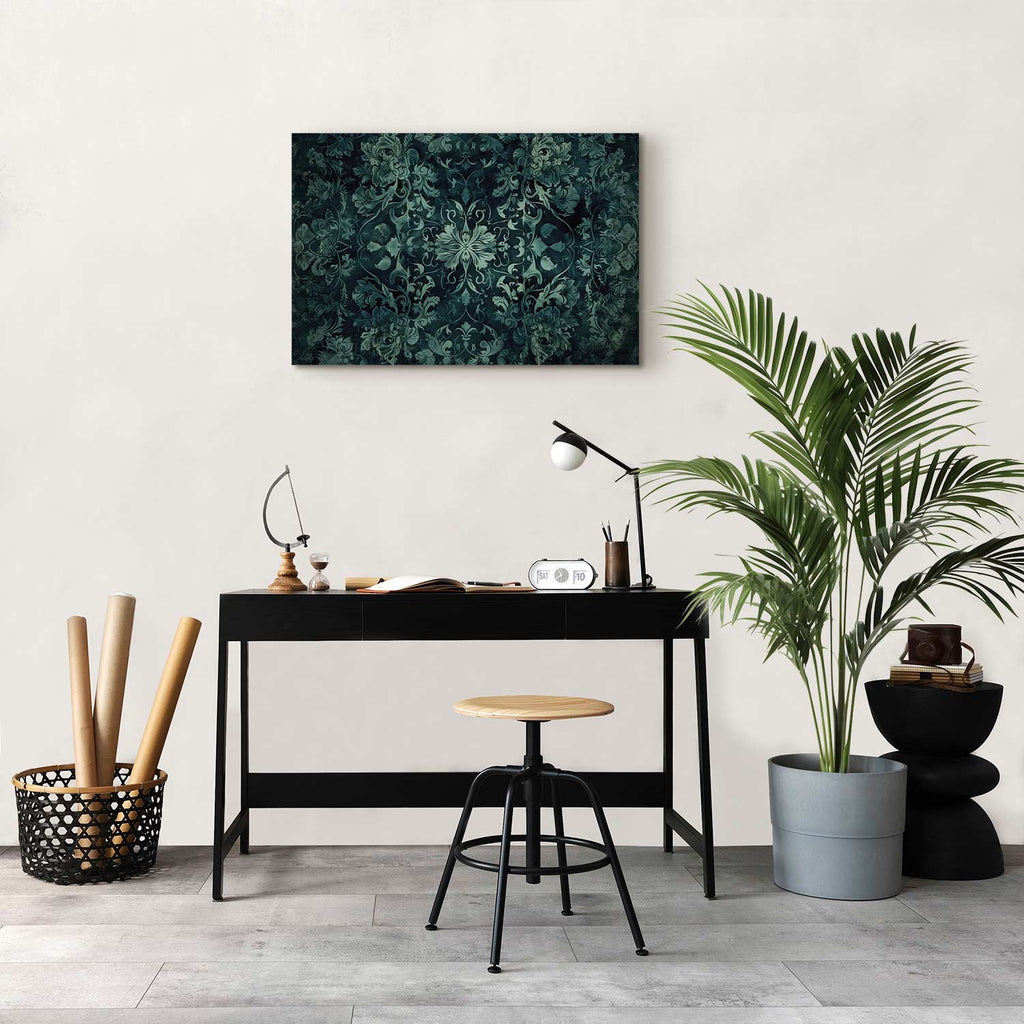 Emerald Oriental Carpet Pattern Canvas Print