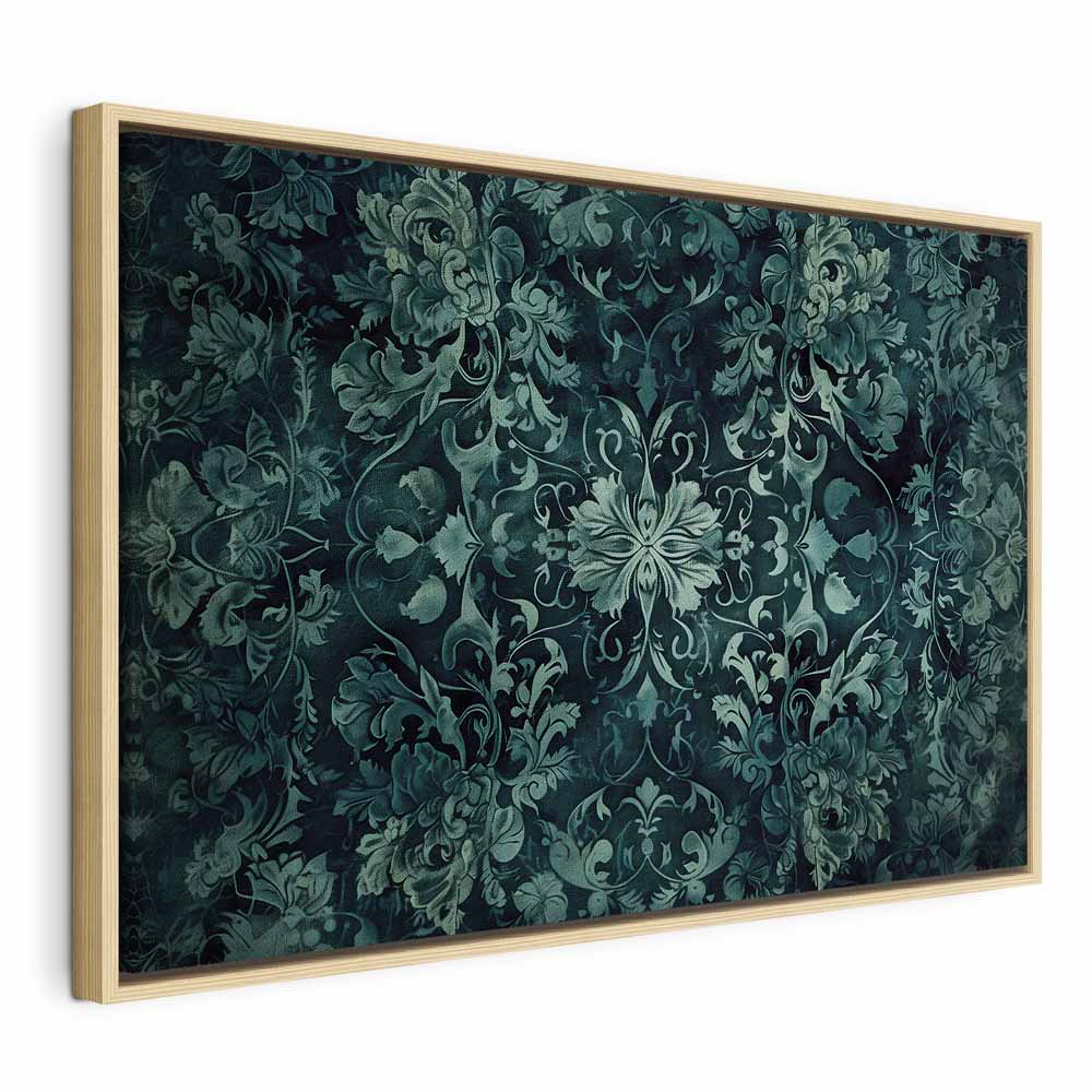 Canvas Print - Oriental Pattern Carpet Emerald Ornaments and Worn Patterns
