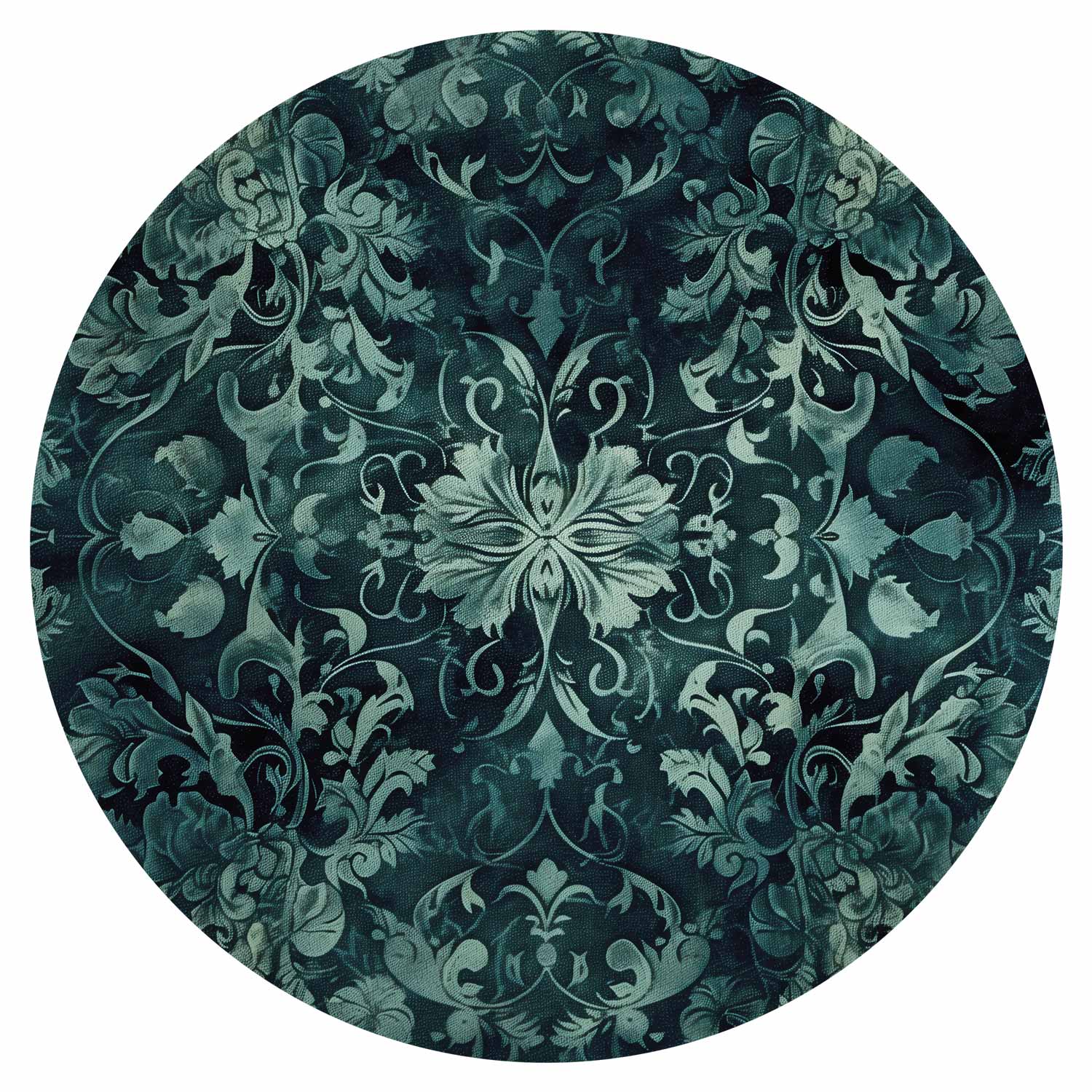 Emerald Oriental Carpet Pattern Round Wall Mural