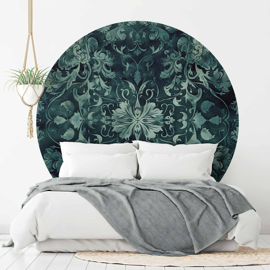 Emerald Oriental Carpet Pattern Round Wall Mural
