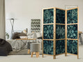 Emerald Oriental Carpet Pattern 3-Panel Japanese Room Divider